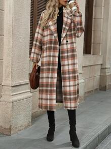 EMERY ROSE 女士休闲格子长款外套秋冬季女士外套中长款大衣女 - 彩色 - 查看 7