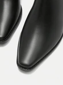 CUCCOO BIZCHIC 方头粗跟踝靴和切尔西靴，弹性侧边松紧带通勤短靴，秋冬