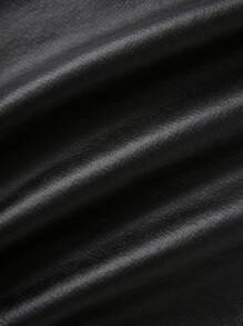 SHEIN 1 pieza Abrigo casual de colegio de color versátil, suave y cómodo, con forro térmico de piel sintética PU para adolescentes varones, ropa de vuelta al colegio para otoño e invierno