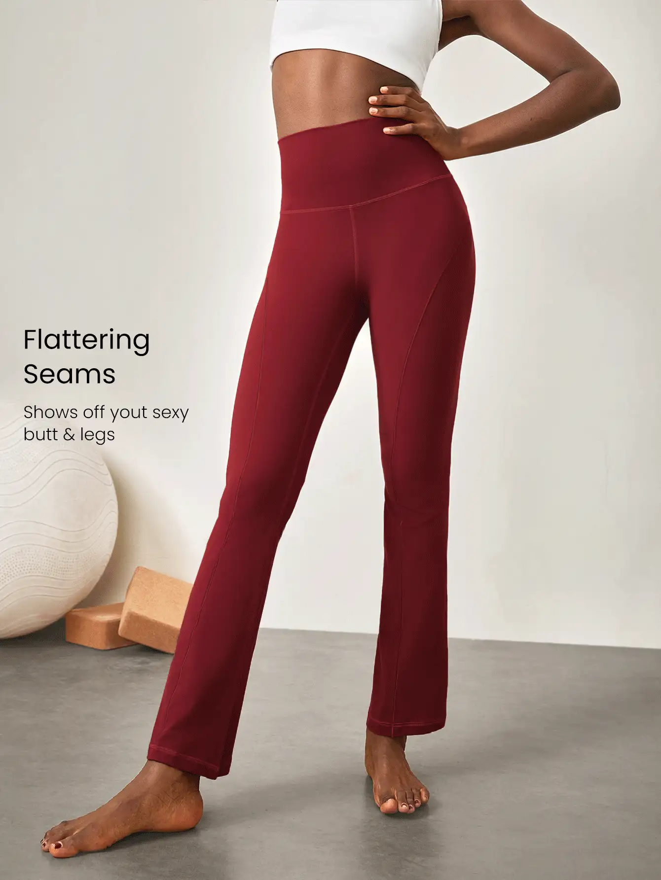 GLOWMODE 31" FeatherFit™ Ultra-High-Waisted Curved Seam Flared Leggings Pants Low Impact Yoga Daily