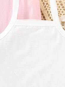 SHEIN 5 pièces/Set Hauts à bretelles simples et confortables pour bébés filles, printemps/été