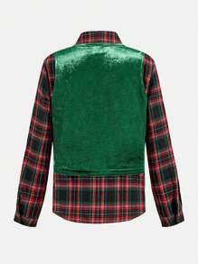 3pcs Tween Boy Christmas Green Velvet Vest, Shirt, And Pants Clothes Set, Gentleman Style Suitable For Holiday Party, School And Formal Occasions