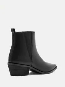 CUCCOO BIZCHIC 方头粗跟踝靴和切尔西靴，弹性侧边松紧带通勤短靴，秋冬