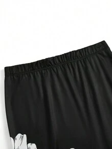 SHEIN Clasi Váy dài thanh lịch bằng vải voan dệt kim in họa tiết tương phản màu đen cỡ lớn dành cho nữ vào mùa thu/đông, thích hợp cho dịp Giáng sinh, năm mới - Đen và trắng - Xem 4