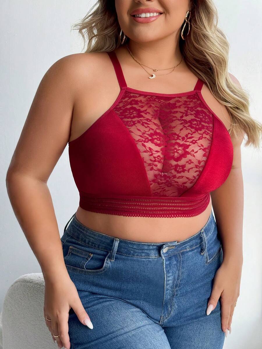 Plus Size Women Sexy Lace Patchwork Lingerie Set