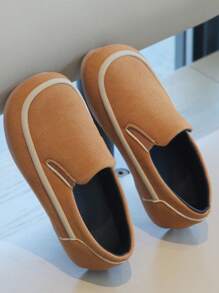 1 paar tweekleurige nieuwe mode kinderschoenen met platte hak, unisex vierkante neus instappers voor meisjes en jongens kinderen comfortabele casual loafers, geschikt voor lente en herfst