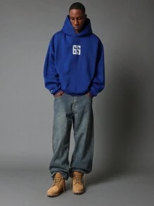 SUMWON Premium Heavyweight Pullover Hoodie 65 Logo Winter Streetwear Unisex Kangaroo Pocket Athletic Athleisure Skater Urban Casual Fall Essential - Royal Blue - View 4