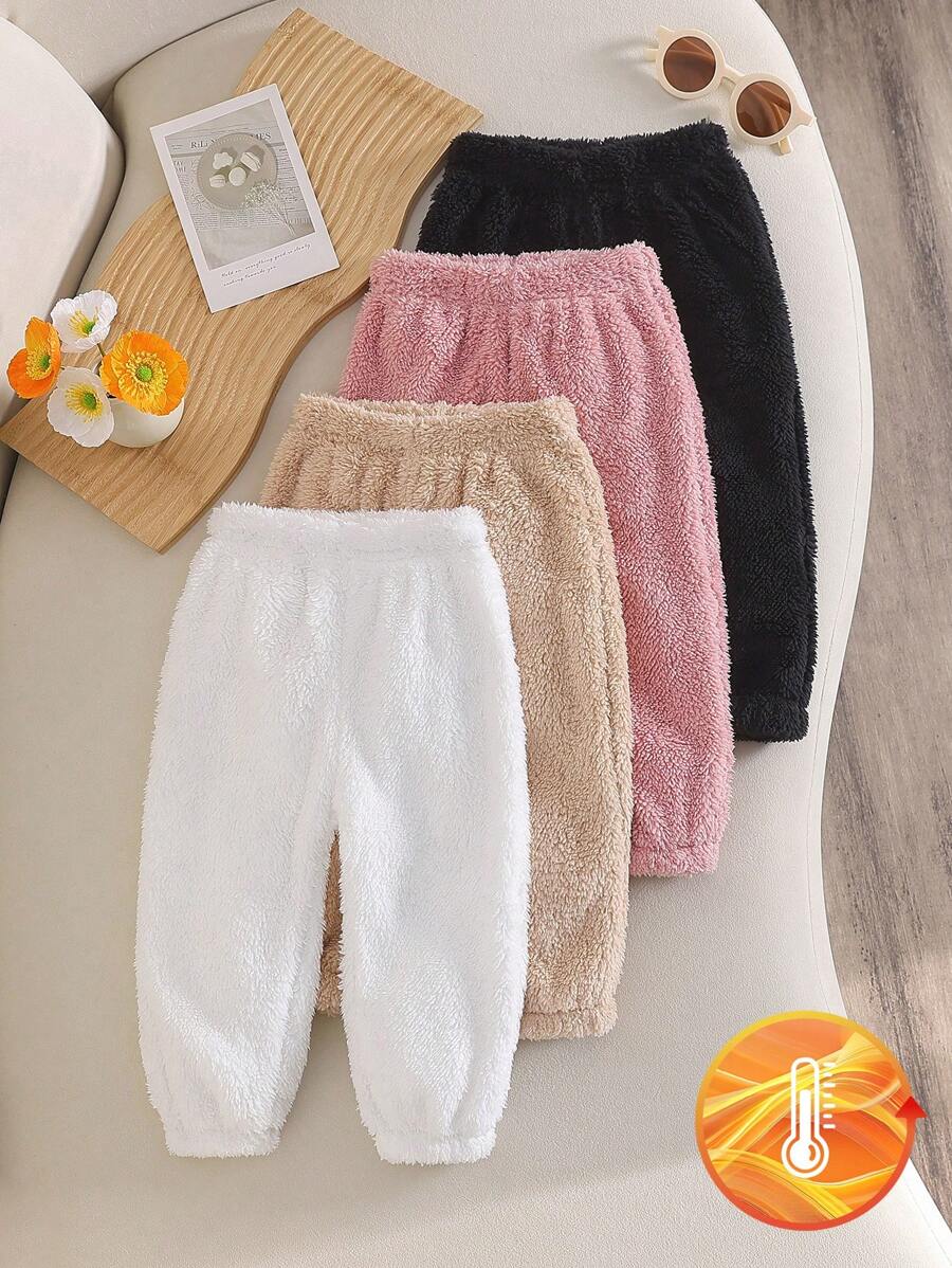 SHEIN 4pcs Baby Girls' Simple Solid Color Warm Leggings For Autumn/Winter - Multicolor - View 1