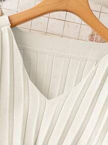 Chiquease Women's Autumn/Winter V-Neck Long Sleeve Pleated A-Line Dress With Waist Tie - White - View 5