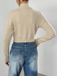 SHEIN Essnce Suéter de mujer de unicolor acanalado con cuello asimétrico, adecuado para otoño/invierno