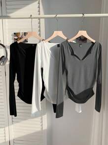 Comfortcana 3件套大码女式多色长袖休闲宽松T恤