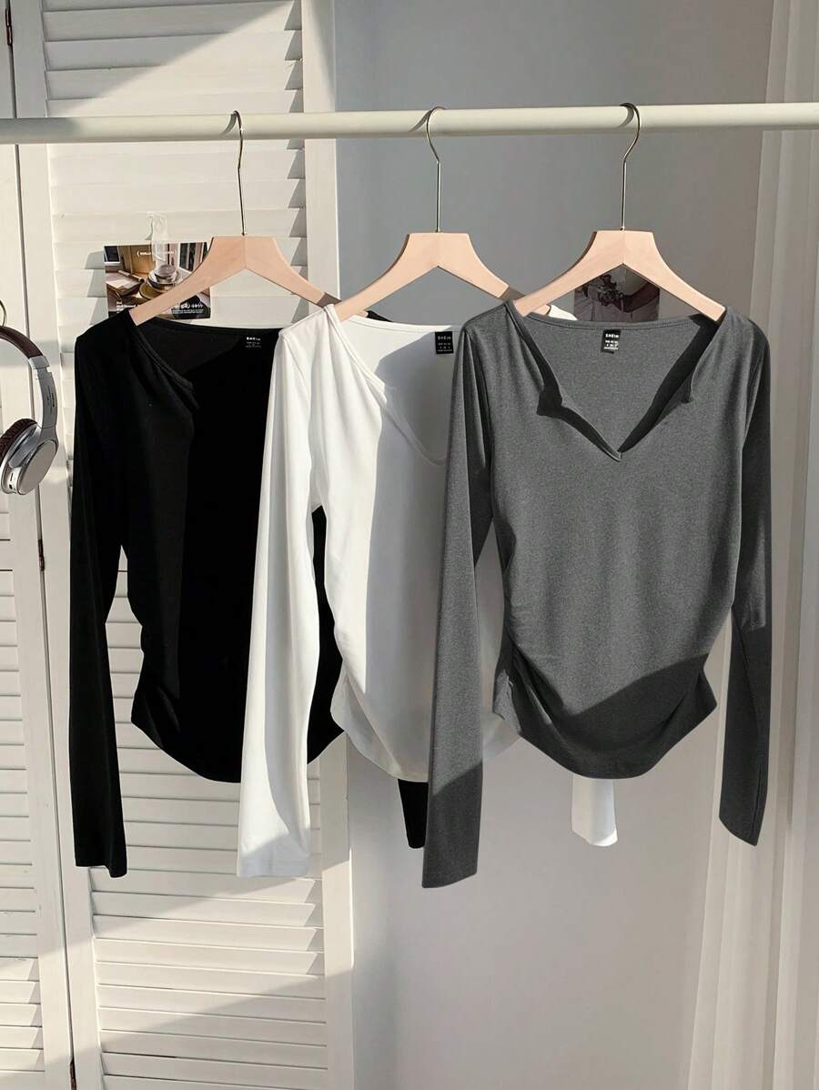 Comfortcana 3件套大码女式多色长袖休闲宽松T恤