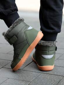 1 双儿童冬季雪地靴，保暖防滑，耐用户外靴，柔软舒适，用途广泛，女孩喜欢，男孩时尚 - 軍綠色 - 查看 4