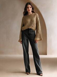 Anewsta Suéter tejido con efecto degradado de plata para otoño e invierno - Multicolor - Ver 6