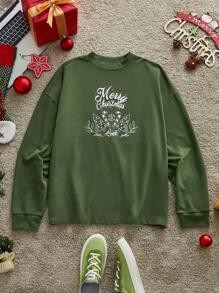 Manfinity VCAY Men's Knitted Fashion Everyday Casual Loose Long Sleeve T-Shirt, For Christmas - Green - View 1