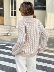SHEIN Frenchy 1pc Women's Casual Solid Color High Neck Batwing Sweater, Autumn/Winter