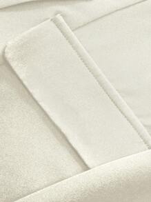 SHEIN Clasi Women's Solid Color Front Button Long Sleeve Flat Collar Simple Pocket Casual Blazer - Apricot - View 6