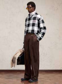 AKNOTIC Party Camisa polo de manga larga con cuello vuelto, ajuste delgado, de punto y a cuadros, adecuada para el otoño