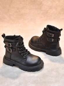 1 Đôi Giày Bốt Ngoài Trời Thời Trang Cổ Điển Cho Bé Trai Và Bé Gái - màu đen - Xem 1