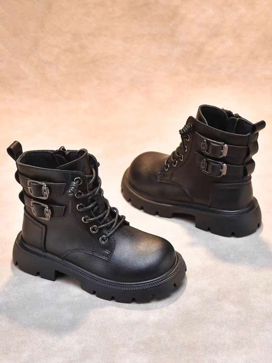 1 Đôi Giày Bốt Ngoài Trời Thời Trang Cổ Điển Cho Bé Trai Và Bé Gái - màu đen - Xem 1