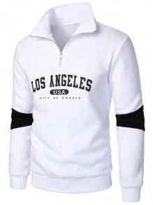 Casual Fashion Solid Color Pullover Sweatshirt For Men - White - View 1