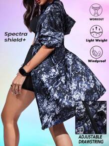 Innovista Cazadora deportivo abstracto estampado ultra ligero y transpirable con capucha, ideal para usar en el día a día, para correr o para entrenar al aire libre. Chaqueta ligera, sudaderas con capucha de mujer, ropa de senderismo