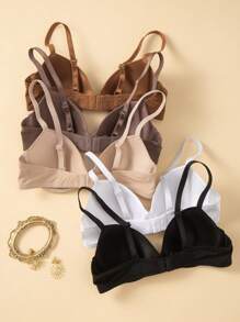 5 Pcs/Set Ladies Solid Color Comfortable Wire-Free Bras - Multicolor - View 2