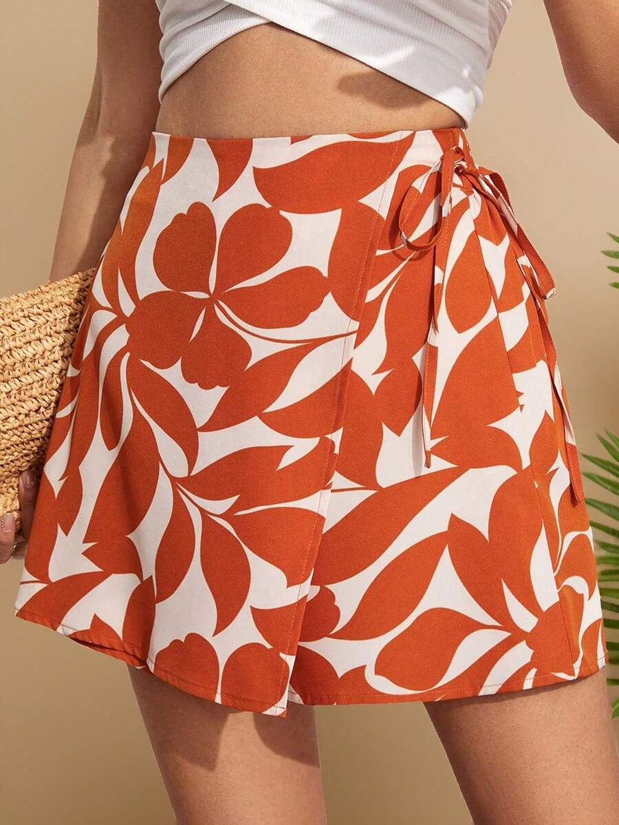 Travachic Plus Size Women's Boho Random Printed Simple Daily Shorts, Short Length, For Summer - Multicolor - View 1