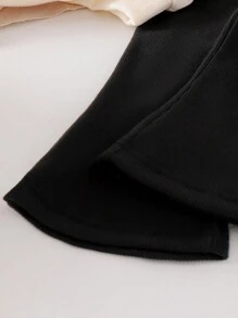 Elladie kids 2 件装女婴杏色字母印花长袖上衣和棕色喇叭裤套装，可爱舒适的春秋季运动衫套装 - 杏色 - 查看 3