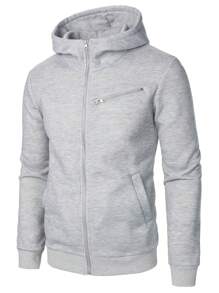 Men's Casual Zip-Up Hoodie Sweatshirt For Autumn Sports - Light Grey - View 2
