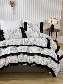 Bộ 3 khung lưng in sợi tổng hợp mềm mại và thoải mái với viền nhún bèo hai lớp, thích hợp cho mọi mùa, dùng trong phòng ngủ, trang trí nhà cửa - Nhiều màu - Xem 11