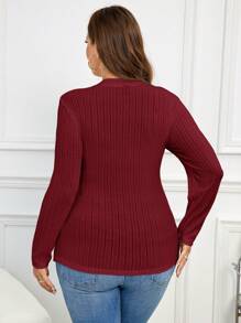 SHEIN Clasi Women Plus Size Ribbed Thermal T-Shirt, For Inner Or Outerwear, Winter