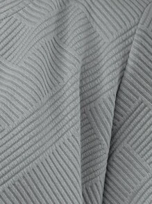 SHEIN LUNE Stylish Casual Khaki Knitted Jacquard Jacket, Suitable For Commuting In Fall/Winter - Grey - View 9