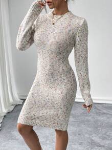 Chiquease Abito maglione con maniche lunghe, a girocollo, con blocchi di colore, in fibra mista, da donna - Multicolore - Visualizzare 4