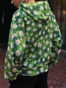 Manfinity VCAY 男士针织时尚休闲青年宽松长袖连帽运动衫，适合秋冬 - 綠色 - 查看 2