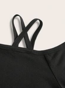 SHEIN LUNE 黑色休闲露肩长袖大码 T 恤，春/秋 - 黑色 - 查看 4