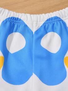 SHEIN 2 件套儿童男孩万圣节骷髅印花圆领运动衫和骷髅印花针织裤，休闲韩版风格，舒适 - 白色 - 查看 4