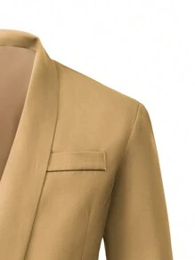 Calvornis Men's Business Casual Solid Color Shawl Neck Blazer And Pants Set - Khaki - View 3