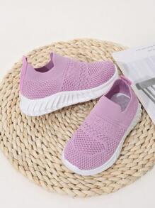 1 Đôi Tất Thể Thao Trẻ Em Kiểu Mới Tối Giản Màu Trơn, Giày Lười Thoáng Khí Thoải Mái Cho Bé Gái/Bé Trai, Thích Hợp Cho Mùa Xuân Và Mùa Thu - Hồng - Xem 5