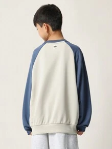 SUMWON Sudadera casual con estilo de béisbol de Brooklyn, diseño de letras retro con aplicación, manga raglán, ropa deportiva de otoño e invierno para adolescentes