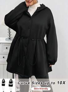 SHEIN CURVE+ Plus Size Modieus Getailleerd Hoodie Jack
