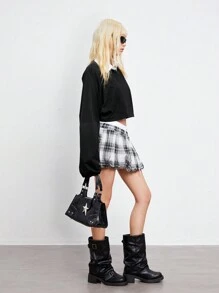 Lunelith SHEIN Lunessa Sudadera casual de cuello redondo en unicolor para mujer