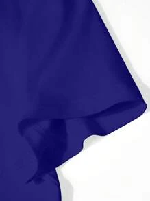 SHEIN LUNE Băng Cassette & "1984" In kỹ thuật số Áo thun tay ngắn thời trang thoải mái tối giản cho nữ - Màu xanh lam - Xem 3