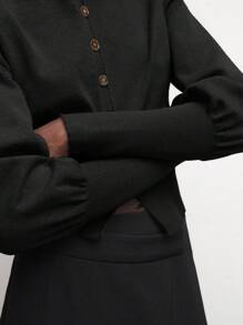 BizChic 女士优雅通勤针织开衫上衣秋季毛衣秋季服装 - 黑色 - 查看 4