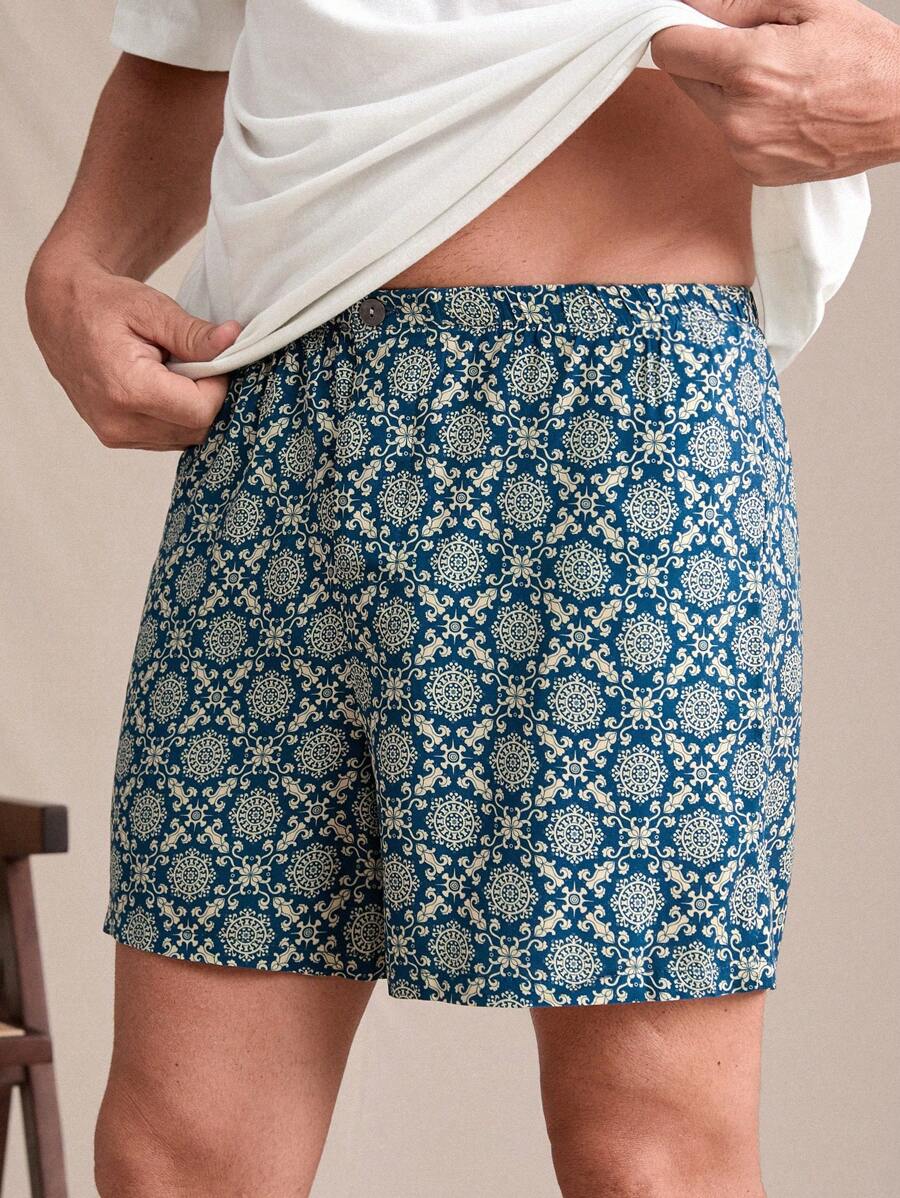 All-Over Print Men Loungewear Shorts - Multicolor - View 1