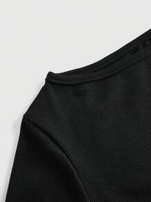 ROMWE Goth 性感基本款 V 领喇叭袖纯色紧身女式 T 恤