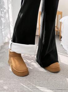 Muchica Bộ 2 quần dài ống loe lưng cao lót nhiệt dày mặc mùa đông cho nữ - Nhiều màu - Xem 7