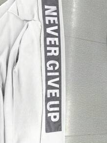 Manfinity LEGND Men's Letter Print Long Sleeve Casual Hoodie Sweatshirt, Autumn - White - View 4