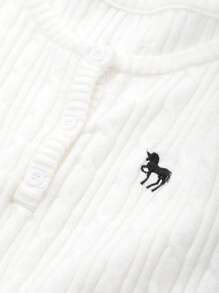 Dazy Plus Plus Size Pattern Embroidery V-Neck Fitted Crop Long Sleeve Pullover Sweater, For Winter,Fall Clothes Carnival - White - View 9
