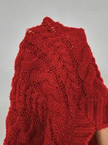 Celure Plus Size Women Casual V-Neck Cable Knit Loose Sweter, Odpowiedni Na Jesień, Zimę I Nowy Rok Ubrania